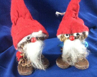 Pair of large vintage pine cone Christmas gnomes