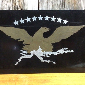 Interesting inlaid metals eagle and stars plaque
