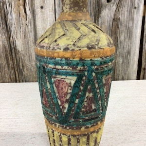 Mid century Italian Sgraffito lave glaze vase