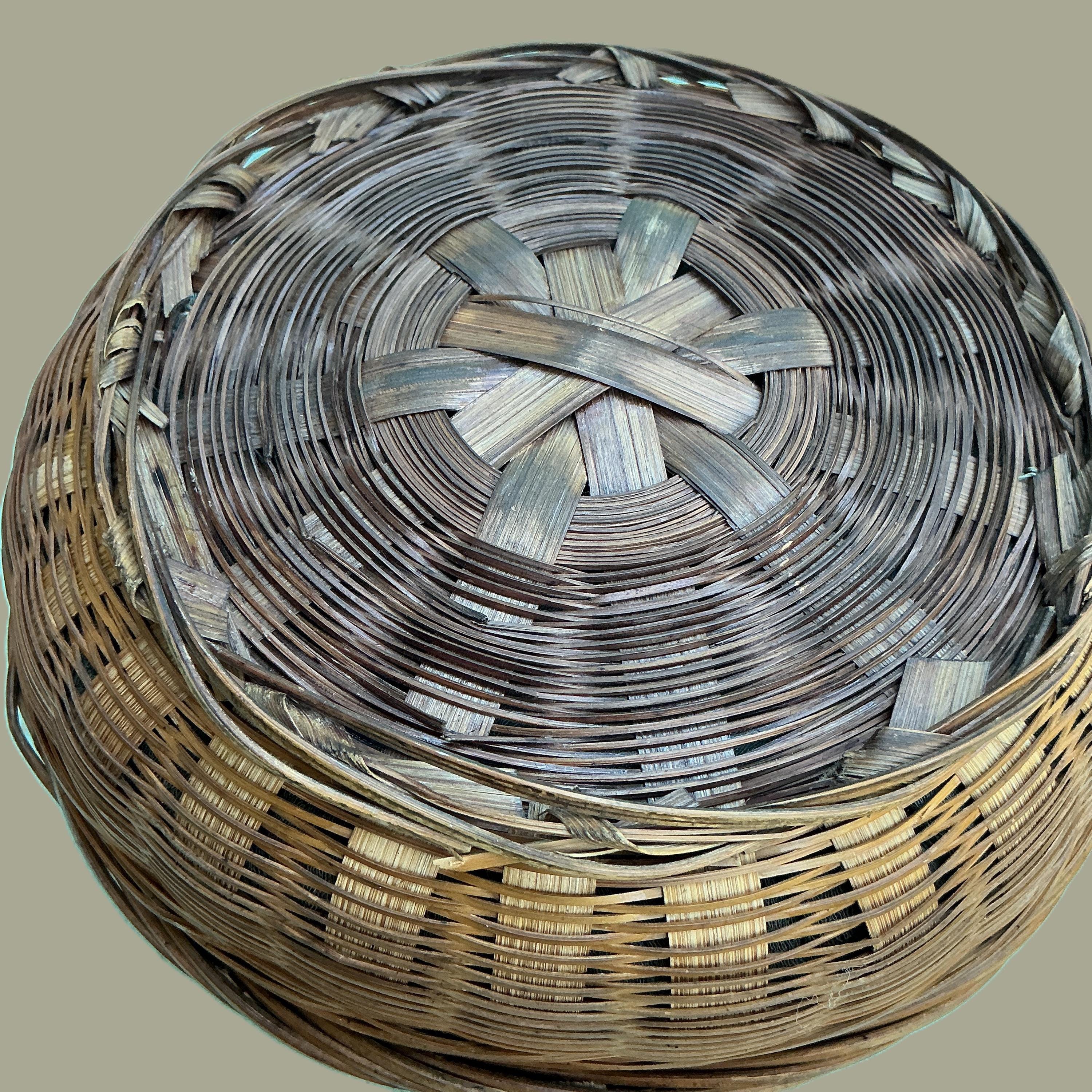 アンティークの装飾的な中国の蓋付きバスケット - Etsy 日本