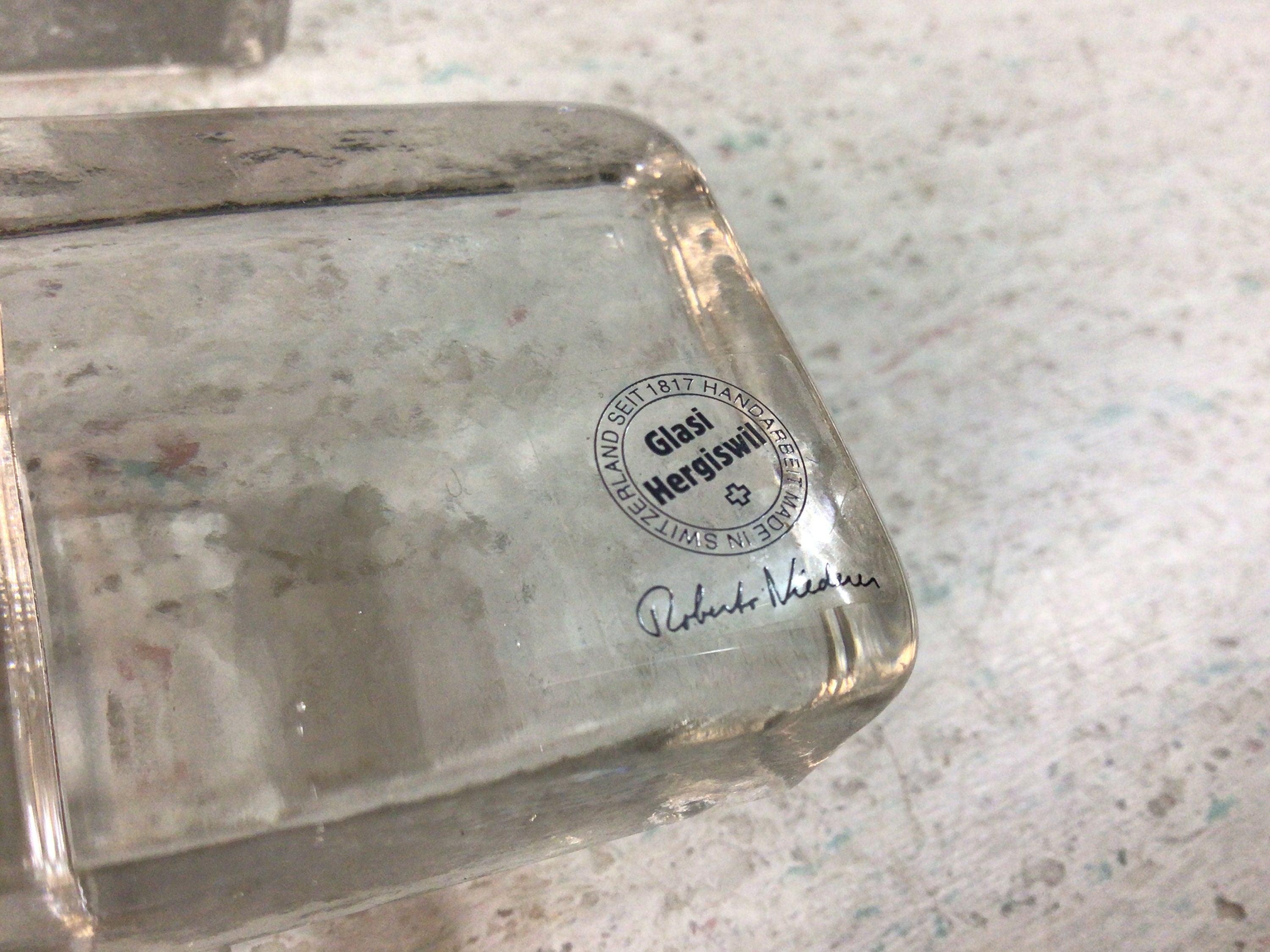 スイス製 Glasi Hergiswil アイスキューブ キャンドルホルダー 3 個