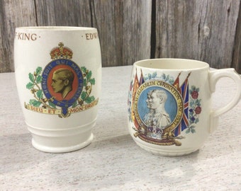 Two antique 1937 Coronation cup and mug King Edward