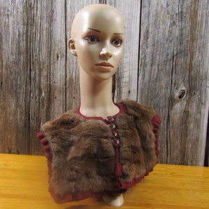Great antique rabbit fur and wool button down collar
