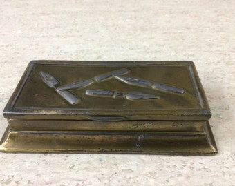 Vintage brass pen nib storage box