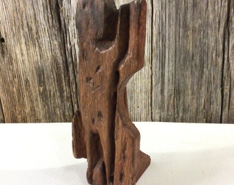 Retro carved wood abstract figurine