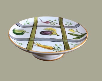 Vintage Italian ceramic cake stand with veggies