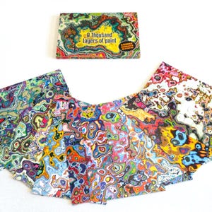 Cartoline Graffiti: Confezione da 12 stampe di Street Art recuperate in colori vivaci (ispirate a Fordite) Buoni regalo psichedelici riciclati Carta dei desideri
