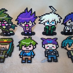 Gonta, Kaito, Kiibo, Kokichi, Korekiyo, Rantaro, Ryoma and Shuichi // Danganronpa V3: Killing Harmony // Standing Perler Bead Art