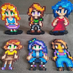 Bachelorettes and custom characters // Stardew Valley // Perler Bead Art // Standing Perler Bead Art