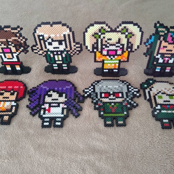 Akane, Chiaki, Hiyoko, Ibuki, Mahiru, Mikan, Peko and Sonia // Danganronpa 2: Goodbye Despair // Dangan Island // Standing Perler Bead Art