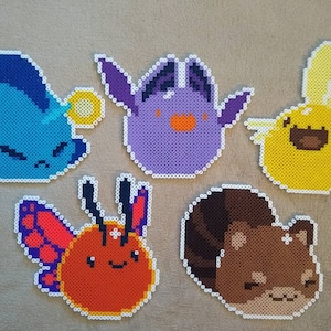Angler, Batty, Cotton, Flutter and Ringtail Slimes // Slime Rancher 2 // Perler Bead Art