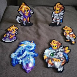 Cid and Remedi // Final Fantasy Tactics Advance // Perler Bead Art // Standing Perler Bead Art