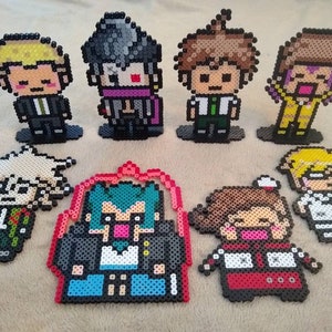 Fuyuhiko, Gundham, Hajime, Kazuichi, Nagito, Nekomaru, Teruteru and Byakuya // Danganronpa 2 // Dangan Island // Standing Perler Bead Art