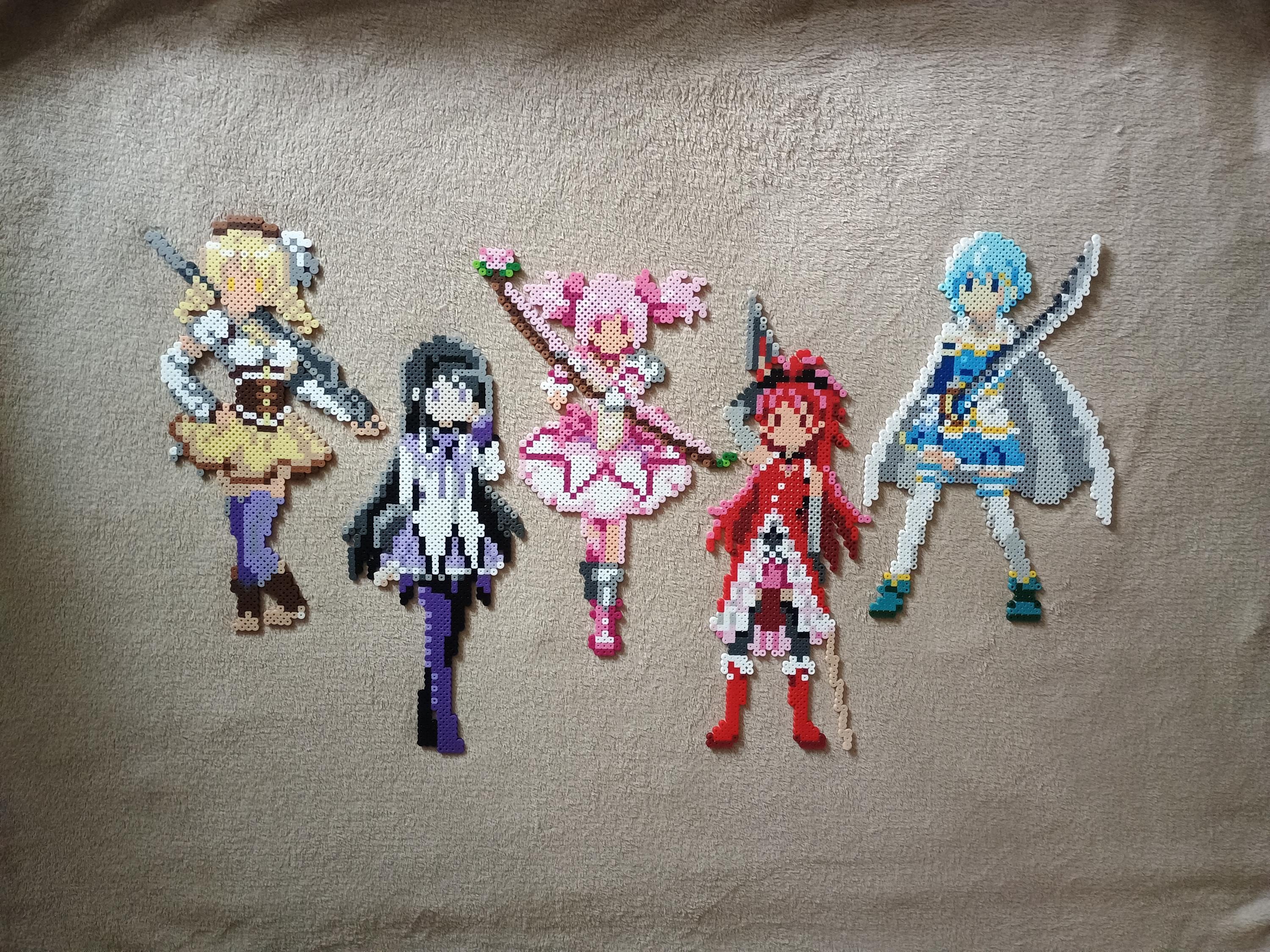 Madoka Magica: Magical Girls | Perler Bead Art | Magnets - Etsy