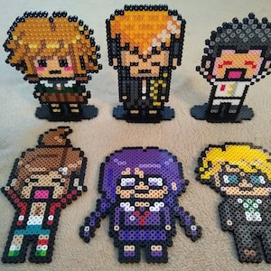 Chihiro, Mondo, Taka, Aoi, Toko y Byakuya // Danganronpa Trigger Happy Havoc // Academia Dangan // Standing Perler Bead Art