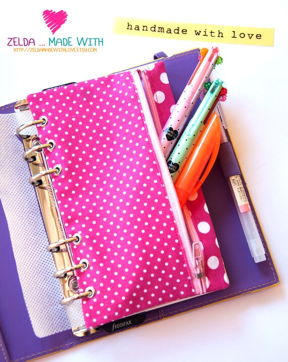 Items similar to Personal Zippered Pencil Pouch, Ring Planner Storage Pouch for Planner, Made To