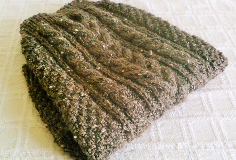 Brown Tweed Cable Dog Sweater Handknit Dog Clothing Medium Ready to Ship