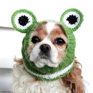 Frog Dog Snood Hand Knit Long Ear Covering Cold Weather Cavalier King Charles Dachshund 3sizes Ear Protection Dog Hat Costume Gift