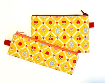 Fruits & Flowers Zipper Pouch: Japanese Cotton Pen Case
