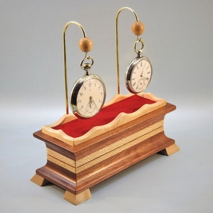 Pocket Watch Stand / Holder  hand made (11) duka wood and maple wood