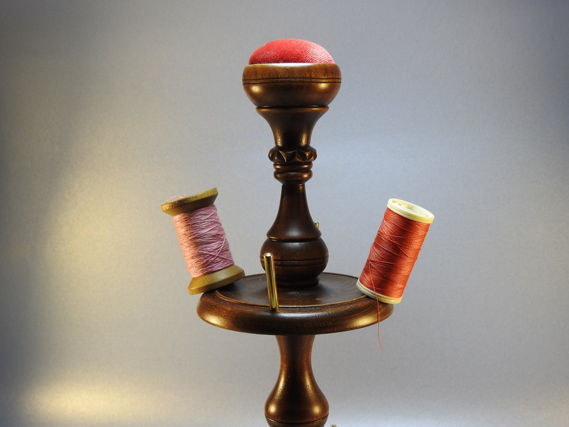 Sewing reel Holder/stand Wıth Pincushion 2 Piece Wooden Etsy