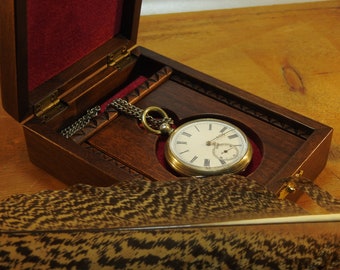 Taschenuhr Box, Holz Hand Made, Antiken Stil