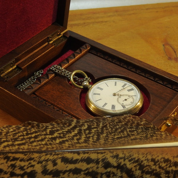 Coffret pour montres de poche, en bois fabriqué à la main, style antique