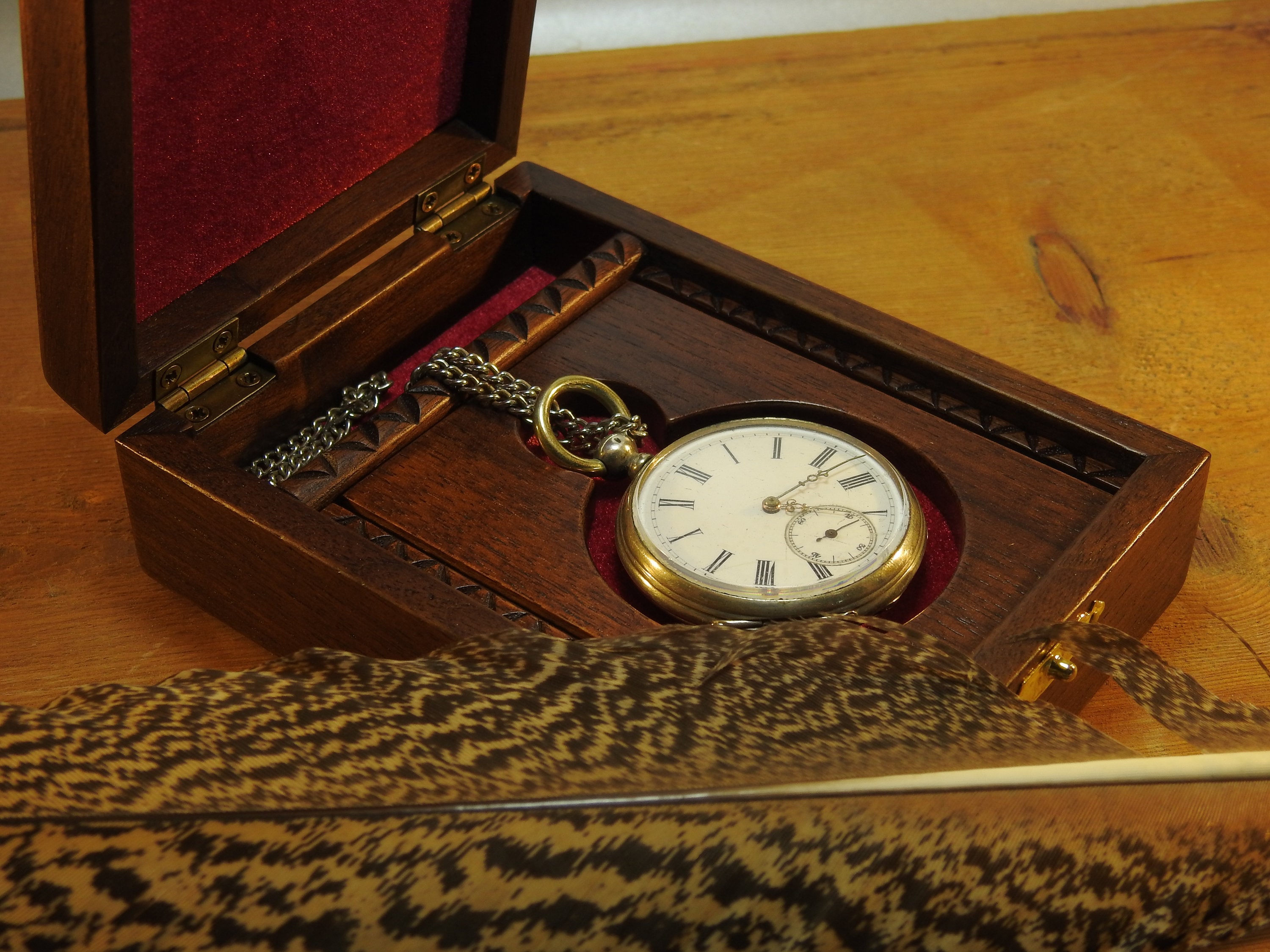 Pocket Watch Box Wooden Hand Made Ant que Style
