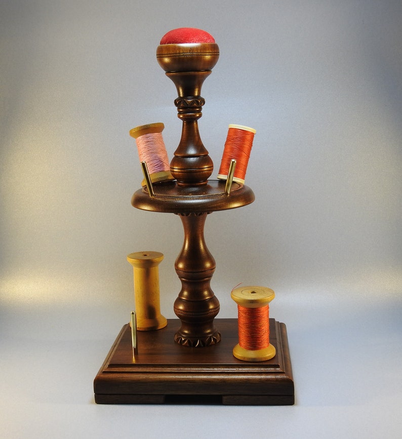 Sewing reel Holder/stand Wıth Pincushion 2 Piece Wooden Etsy