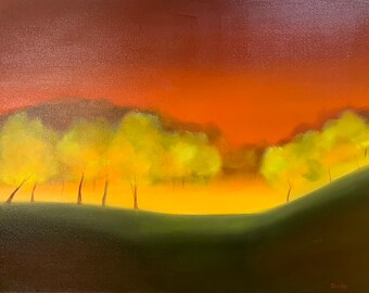 Autumn Blazing original gallery wrapped oil on canvas