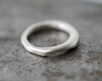 organic flowing sterling silver ring, mens ring, size 9.75, unique ring, partner ring, engagement ring, alternative wedding, recycled silver