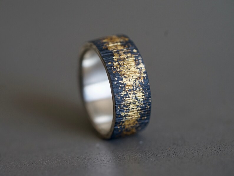 Ready to ship: Gold on Black Ring Midas interrupted size 7 image 2