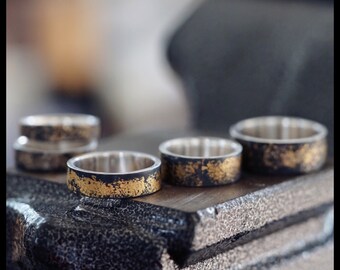 24K Gold on Sterling Silver Ring: Unisex Wedding Band