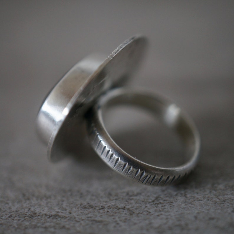 asymmeterical sterling silver ring size 5.25 modern minimalist ring contemporary design Grey beach pebble statement ring elegant ring