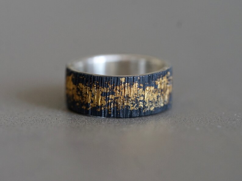 Ready to ship: Gold on Black Ring Midas interrupted size 7 image 6