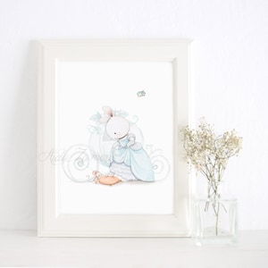 Girls Print &quot;CINDERELLA&quot; Cinderella art, Nursery Prints, Princess nursery wall art, Disney Princess art, Bunny Princess, Disney, Aida Zamora