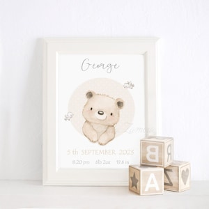 Baby birth print "HELLO WORLD" Personalized nursery art, New baby gift, Christening gift, Birth Details Print, Babyshower gift, Unisex print