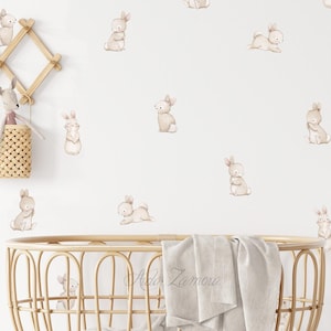 Adesivi murali in vinile per bambini riposizionabili di alta qualità, Mini Rabbits, di Aida Zamora
