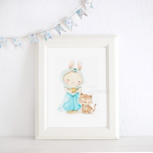 Girls Art &quot;PRINCESS JASMINE&quot; Disney Princess art, Nursery Prints, Princess nursery wall art, Princess Jasmine prints, Bunny Princess.