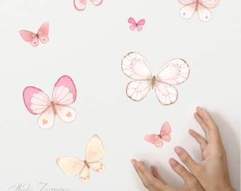 PREMIUM Fabric Wall Decal, BUTTERFLIES, Nursery wall decal, Watercolor decal, Butterflies wall decal, Butterfly nursery sticker.