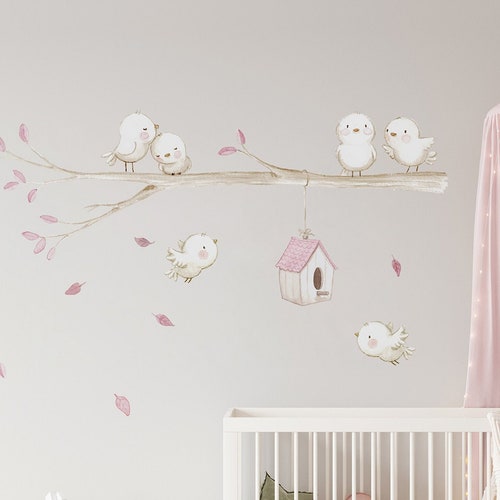 REVERSIBLE Fabric Wall Decal BIRDS on the BRANCH Nursery Etsy