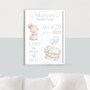 Baby birth print BLUE color, Personalized nursery art, New baby gift, Christening gift, Birth Details Print, Babyshower gift, Baby boy print