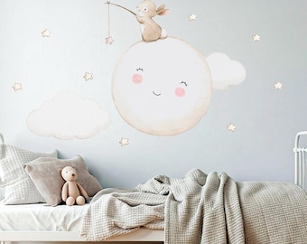 Hochwertige, repositionierbare Stoff-Kinder-Vinyl-Wandaufkleber „VOLLMOND“ von Aida Zamora