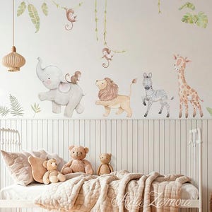 Vinile per bambini SAFARI in tessuto di alta qualità, adesivi murali con animali del safari, decorazione per cameretta, Aida Zamora