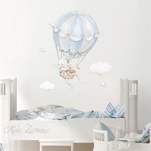 Fabric Wall Decal HOT AIR BALLOON Fox and Bunny Wall Decal Etsy