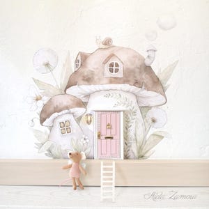 Vinyle textile de haute qualité, Maison champignon, Vinyle maison d'enfant, Vinyle champignon, Porte de la fée des dents, Vinyle avec porte de la fée des dents Fairy door & ladder
