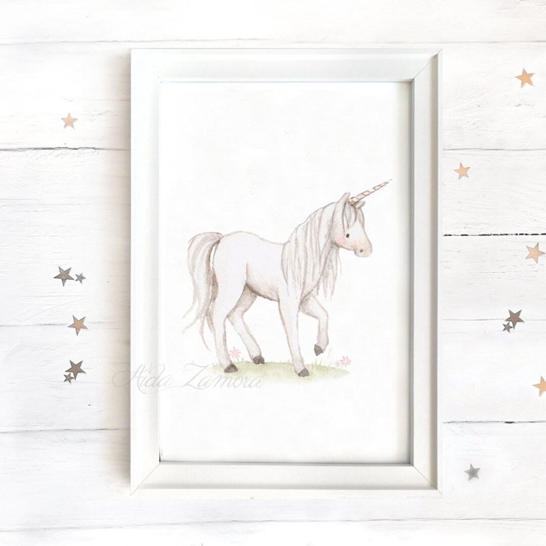Nursery Art "white Unicorn" Art Print, Nursery Wall Art, Fantasy ...