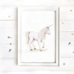 Tableau pour enfants « LICORNE BLANCHE » Impression Licorne, Peinture Licorne, Licorne Blanche, Peinture Licorne, Aida Zamora.