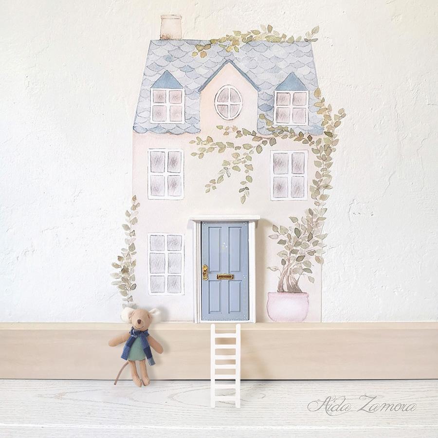 Fabric wall decal, HOUSE, Childrens decal, House vinyl, Fairy house sticker, House wall decal, Dollhouse sticker, Victorian house decal
