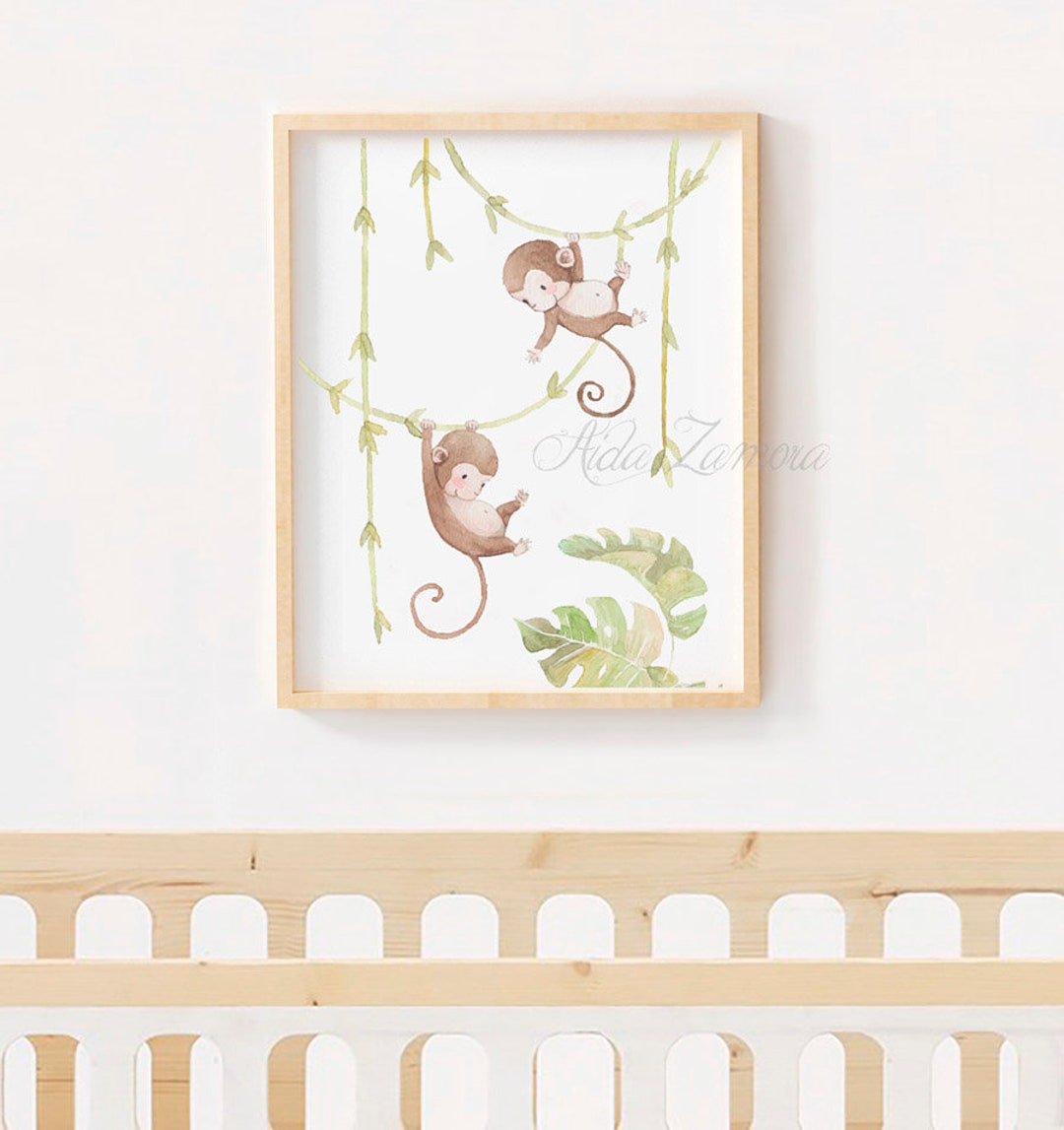 Nursery Art little Monkey Nursery Watercolor - Etsy